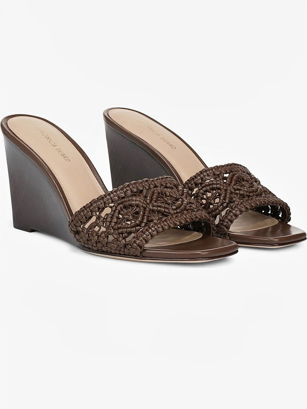 Veronica Beard Ellen Macramé Wedge Slide Sandal Brown